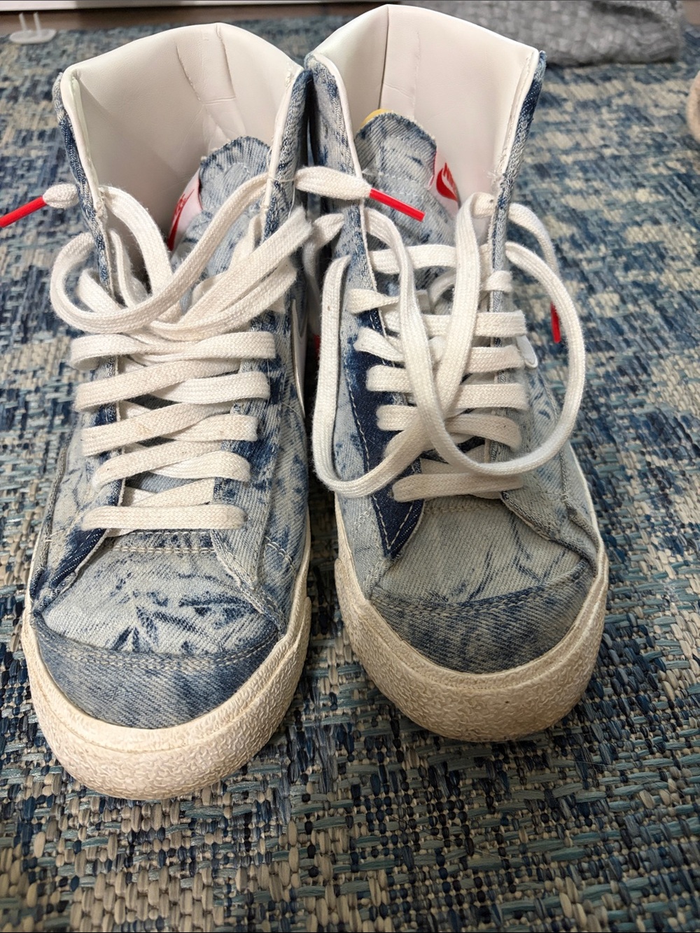 Nike Women's High-Top Denim-Style Sneakers in Light Blue and White
